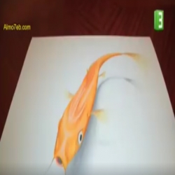 رسم ثلاثي الابعاد - رسمة سمكة